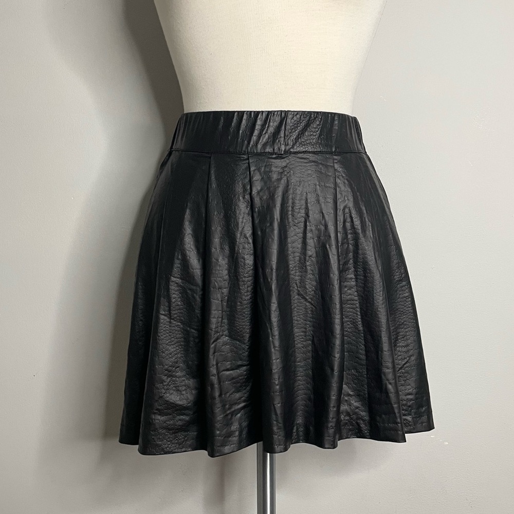AQUA Faux Leather A-Line Skirt